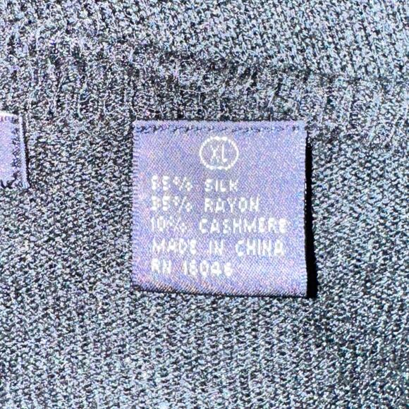 Northern Isles V Neck Sweater Men's Size XL Black Silk Cashmere Blend Pullover - Picture 5 of 5